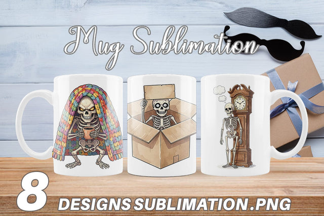 Mug Wrap Exhausted Lazy Dad Bone Watercolor Sublimation artnoy 