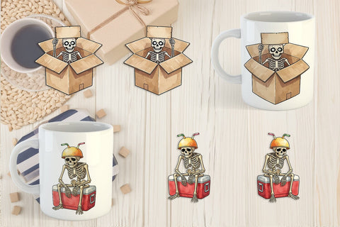 Mug Wrap Exhausted Lazy Dad Bone Watercolor Sublimation artnoy 