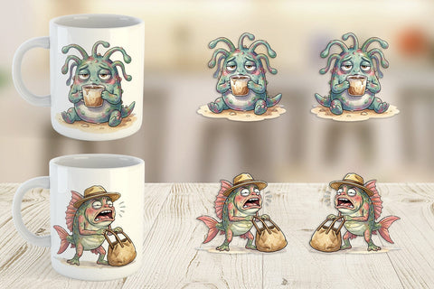 Mug Wrap Exhausted Mutant Beach Sublimation artnoy 