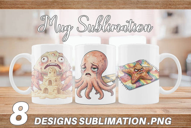 Mug Wrap Exhausted Mutant Beach Sublimation artnoy 