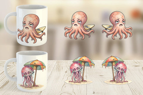 Mug Wrap Exhausted Mutant Beach Sublimation artnoy 