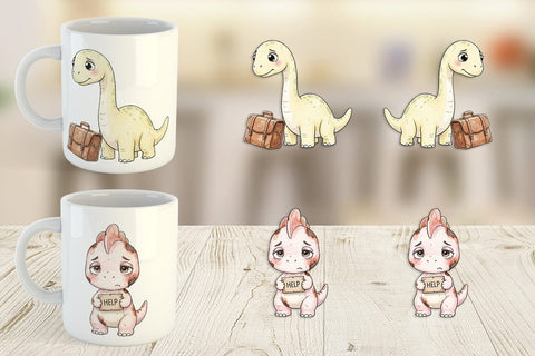 Mug Wrap Exhausted Office Dinosaur Sublimation artnoy 