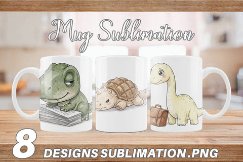 Mug Wrap Exhausted Office Dinosaur Sublimation artnoy 