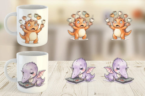 Mug Wrap Exhausted Office Dinosaur Sublimation artnoy 