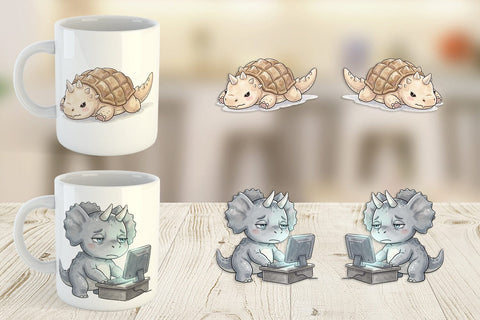 Mug Wrap Exhausted Office Dinosaur Sublimation artnoy 
