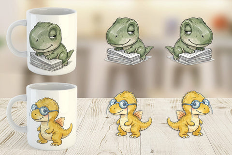 Mug Wrap Exhausted Office Dinosaur Sublimation artnoy 