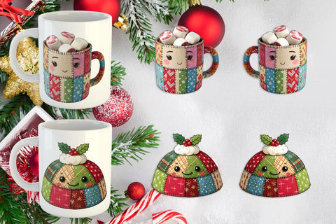 Mug Wrap Fabric Christmas Treat Patchwork Sublimation artnoy 