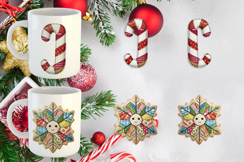 Mug Wrap Fabric Christmas Treat Patchwork Sublimation artnoy 