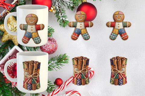 Mug Wrap Fabric Christmas Treat Patchwork Sublimation artnoy 
