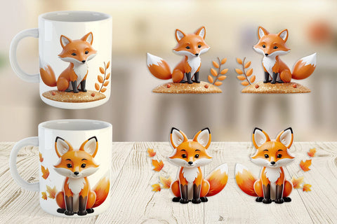 Mug Wrap Fall Fox Sublimation artnoy 