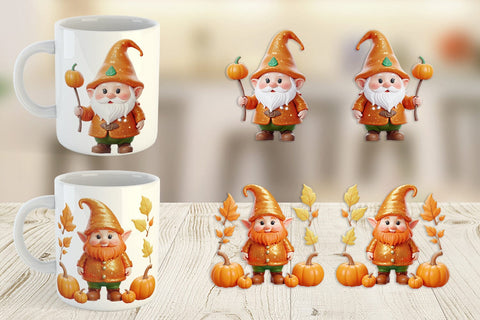 Mug Wrap Fall Gnome Sublimation artnoy 