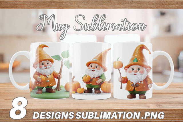 Mug Wrap Fall Gnome Sublimation artnoy 