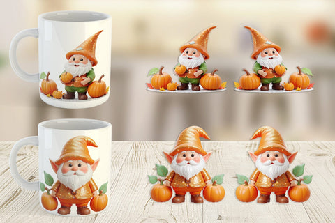 Mug Wrap Fall Gnome Sublimation artnoy 