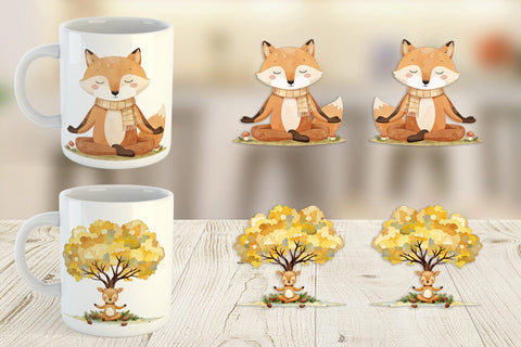 Mug Wrap Fall Meditating Animals Sublimation artnoy 