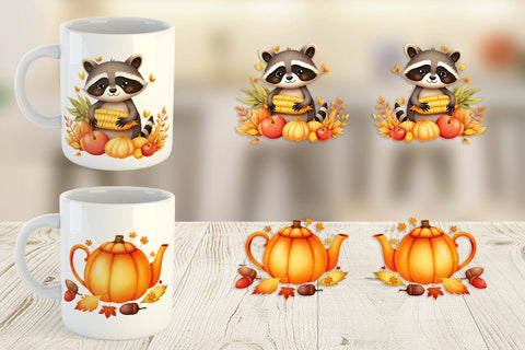 Mug Wrap Fall Watercolor Set Sublimation artnoy 