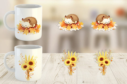 Mug Wrap Fall Watercolor Set Sublimation artnoy 