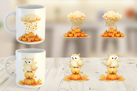 Mug Wrap Fall Watercolor Set Sublimation artnoy 