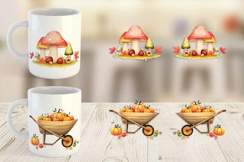 Mug Wrap Fall Watercolor Set Sublimation artnoy 