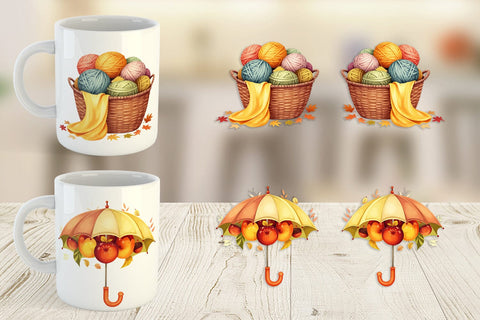 Mug Wrap Fall Watercolor Set Sublimation artnoy 