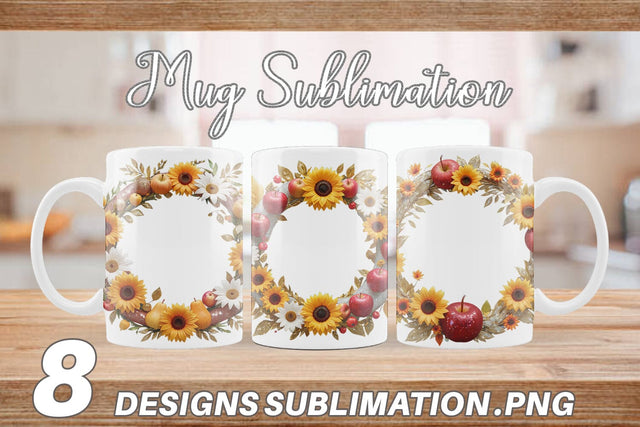 Mug Wrap Fall Wreath Sublimation artnoy 