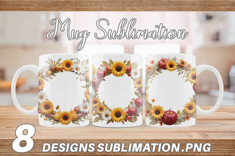 Mug Wrap Fall Wreath Sublimation artnoy 