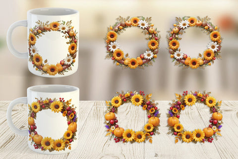 Mug Wrap Fall Wreath Sublimation artnoy 