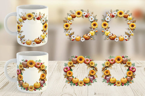Mug Wrap Fall Wreath Sublimation artnoy 