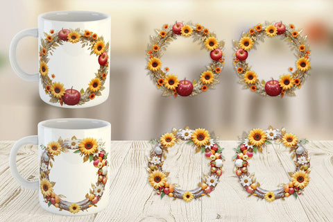 Mug Wrap Fall Wreath Sublimation artnoy 