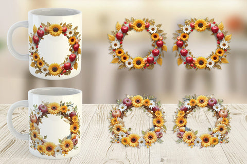 Mug Wrap Fall Wreath Sublimation artnoy 