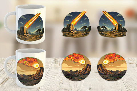 Mug Wrap Falling Meteor Sublimation artnoy 