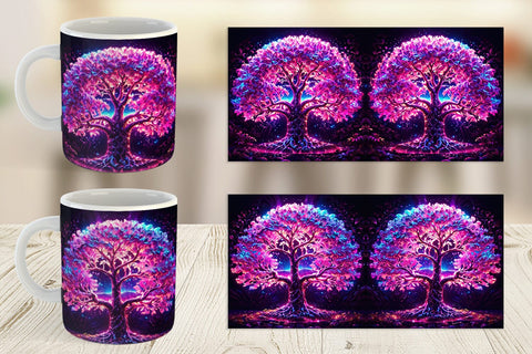 Mug Wrap Fantastic Pink Tree Life Sublimation artnoy 