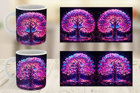 Mug Wrap Fantastic Pink Tree Life Sublimation artnoy 