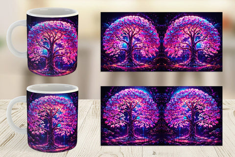 Mug Wrap Fantastic Pink Tree Life Sublimation artnoy 