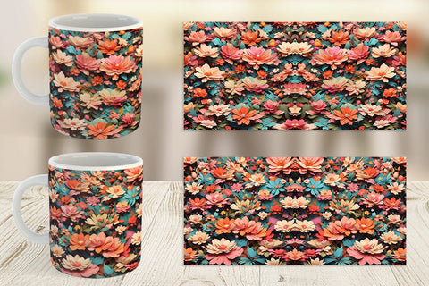 Mug Wrap Fantasy Flower Background Sublimation artnoy 