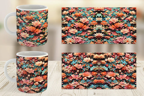 Mug Wrap Fantasy Flower Background Sublimation artnoy 