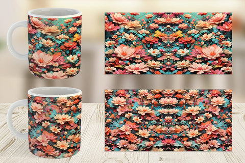 Mug Wrap Fantasy Flower Background Sublimation artnoy 