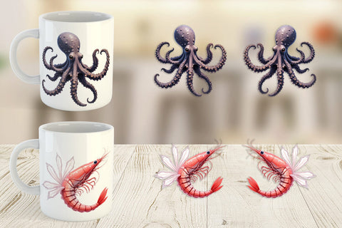 Mug Wrap Fantasy Sea Creatures Sublimation artnoy 