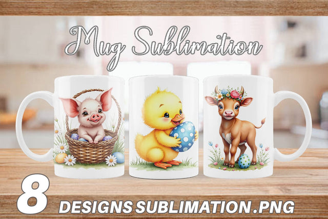 Mug Wrap Farmhouse Baby Animals Sublimation artnoy 