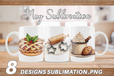 Mug Wrap Farmhouse Christmas Kitchen Watercolor Sublimation artnoy 