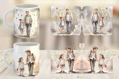 Mug Wrap Father's Day Watercolor Sublimation artnoy 