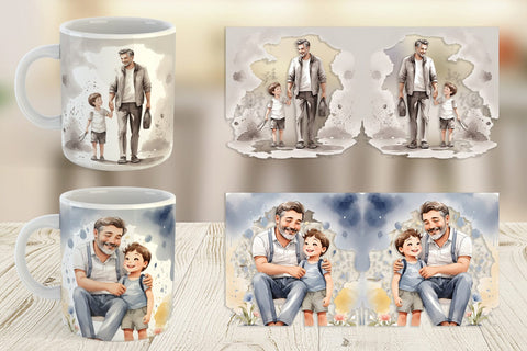 Mug Wrap Father's Day Watercolor Sublimation artnoy 