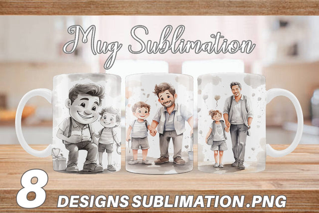 Mug Wrap Father's Day Watercolor Sublimation artnoy 