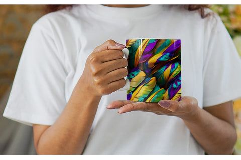 Mug Wrap Feathers Mardi Gras Sublimation artnoy 