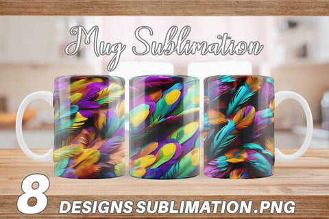 Mug Wrap Feathers Mardi Gras Sublimation artnoy 