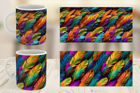 Mug Wrap Feathers Mardi Gras Sublimation artnoy 