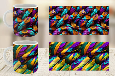 Mug Wrap Feathers Mardi Gras Sublimation artnoy 