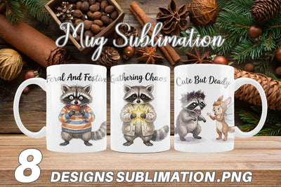 Mug Wrap Feral Raccoon Chaotic Whimsigoth Sublimation artnoy 