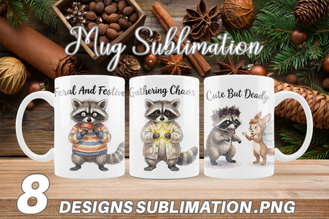 Mug Wrap Feral Raccoon Chaotic Whimsigoth Sublimation artnoy 