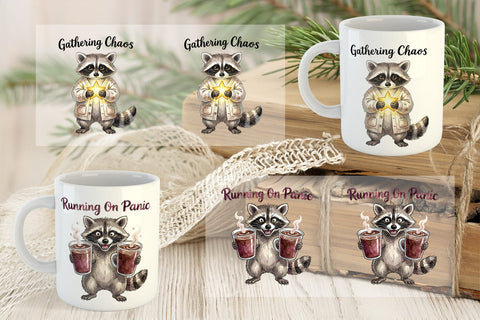 Mug Wrap Feral Raccoon Chaotic Whimsigoth Sublimation artnoy 