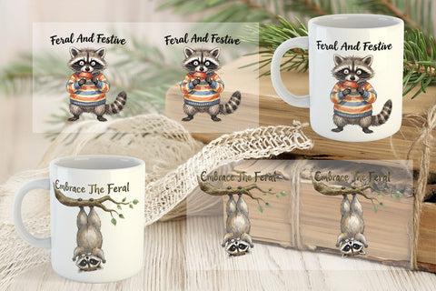 Mug Wrap Feral Raccoon Chaotic Whimsigoth Sublimation artnoy 